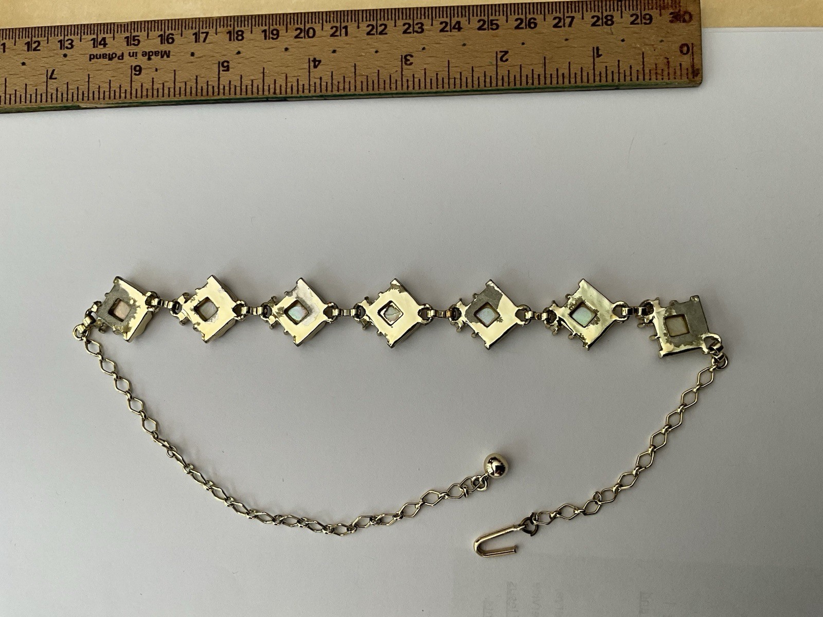Gold Tone Square Link Cable Chain Necklace Adjustable Hook Closure