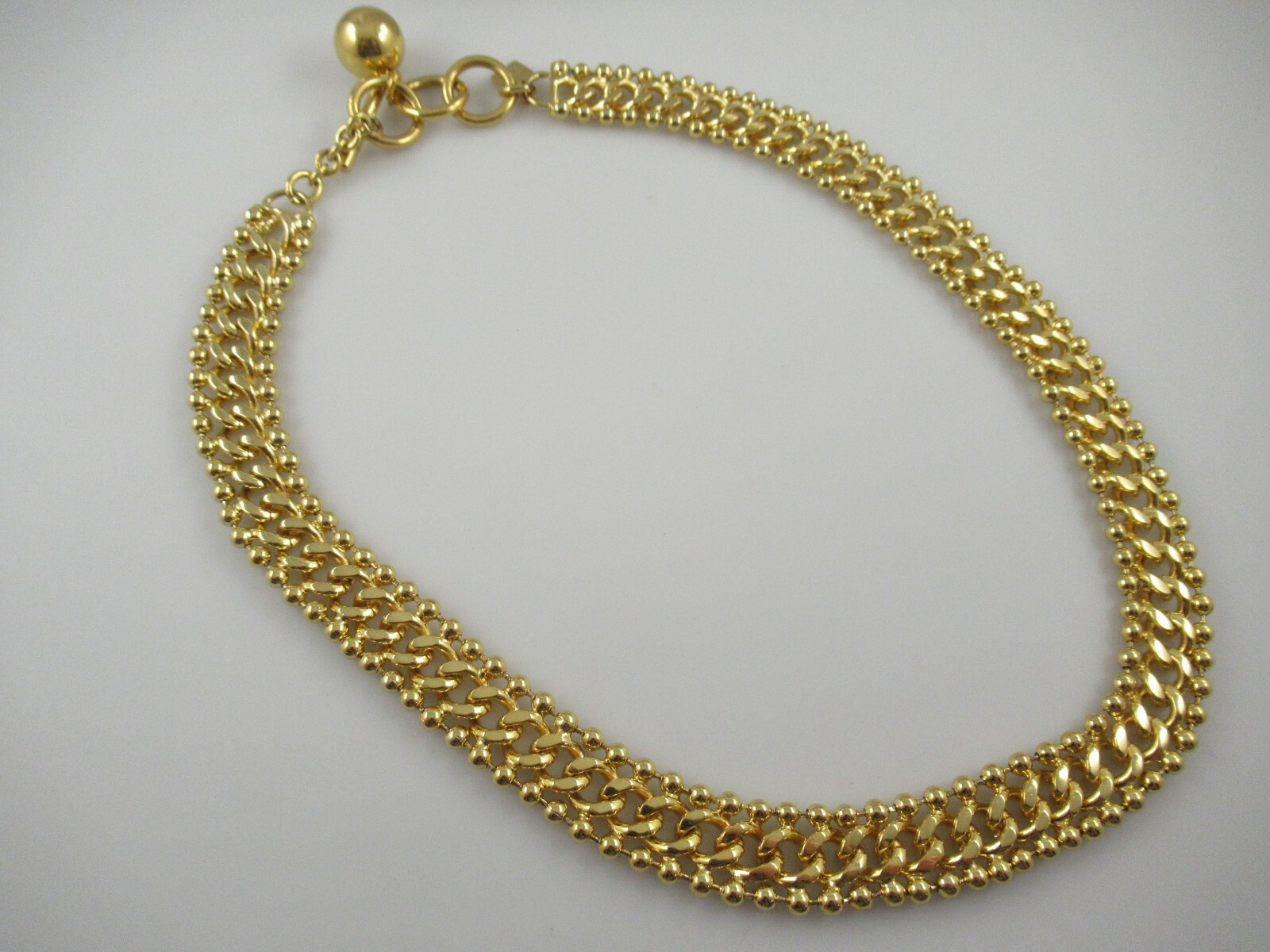 Anne Klein Bright Gold Tone Curb Ball Chain Toggle Necklace 20-1/4″