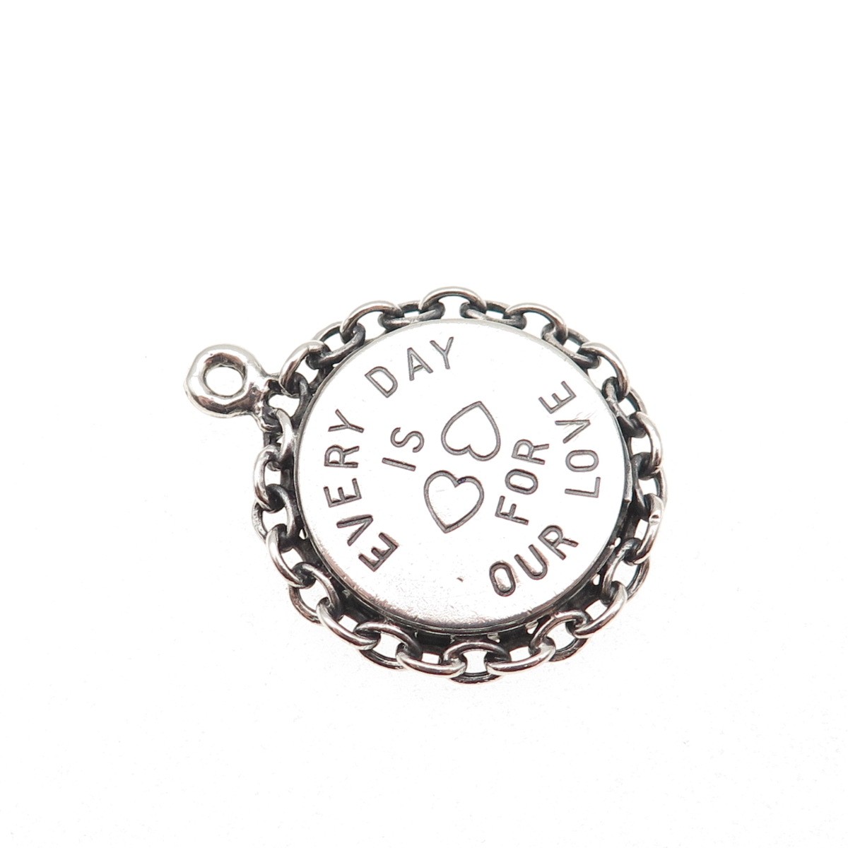 Beau Sterling Silver Antique Art Deco Every Day Is For Our Love Charm Pendant