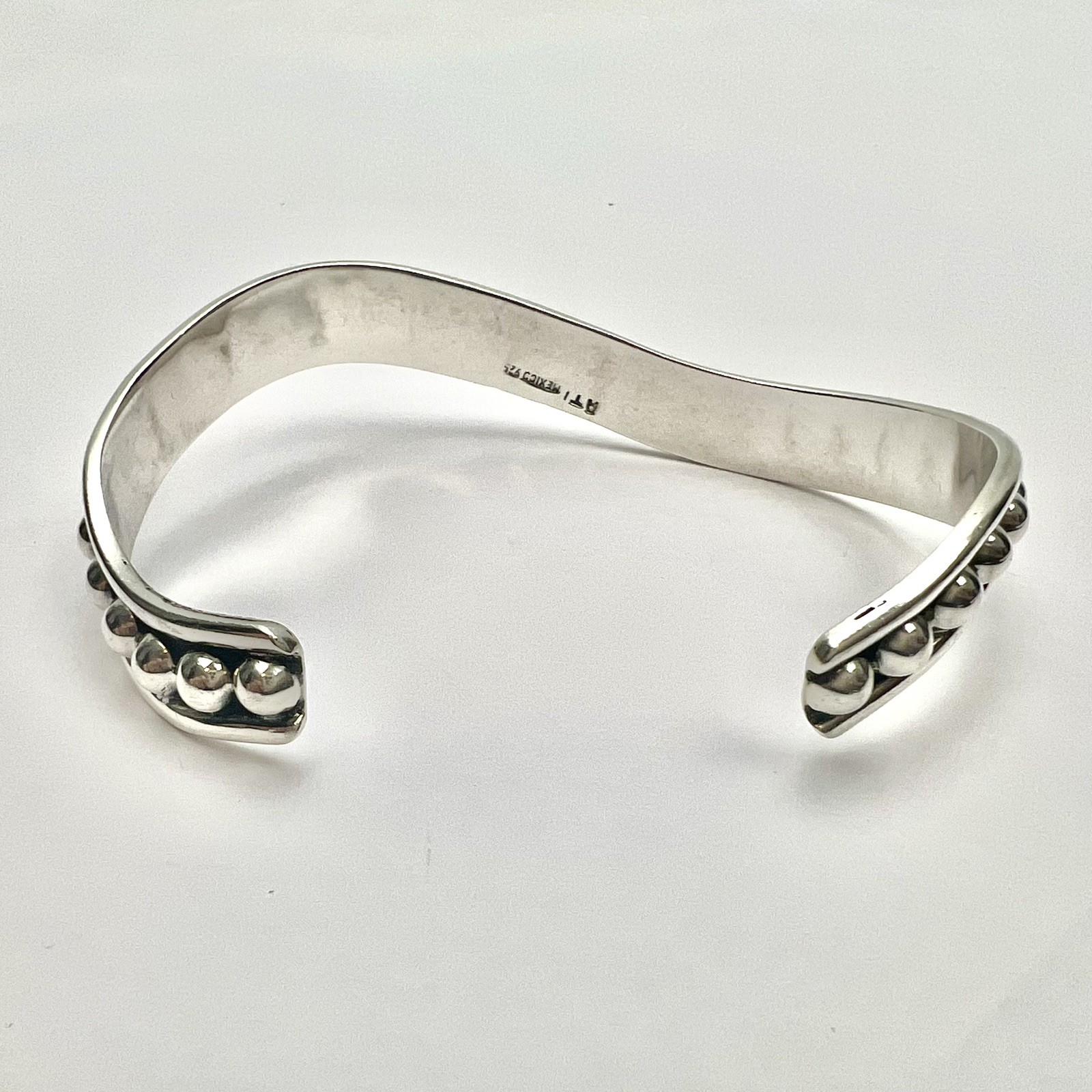 Vintage Sterling Silver 925 Cuff Raised Bead Bracelet ATI Mexico 22.7g