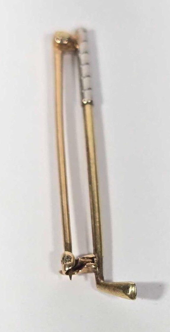 VTG 14K Two Tone Gold Gold Club Pin By SLOAN & COMPANY New York Ca 1950s