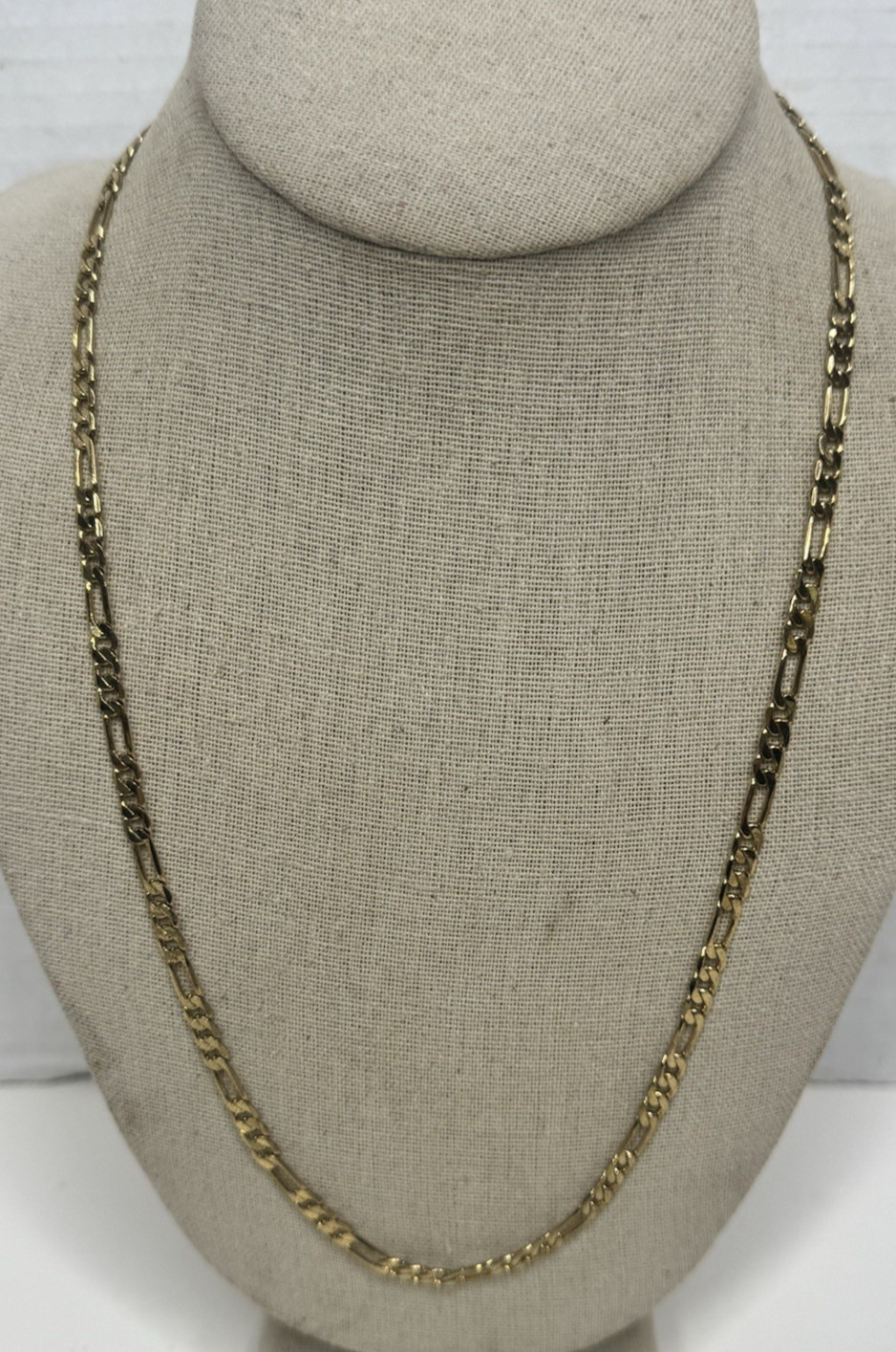 Bright Gold tone Figaro Link Chain Necklace Stamped / Marked JH 23 1/2″L