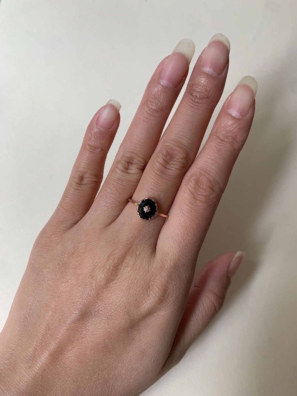 Vintage Black Onyx Engagement Ring Women Gold Art Deco Oval Cut Solitaire Weddin