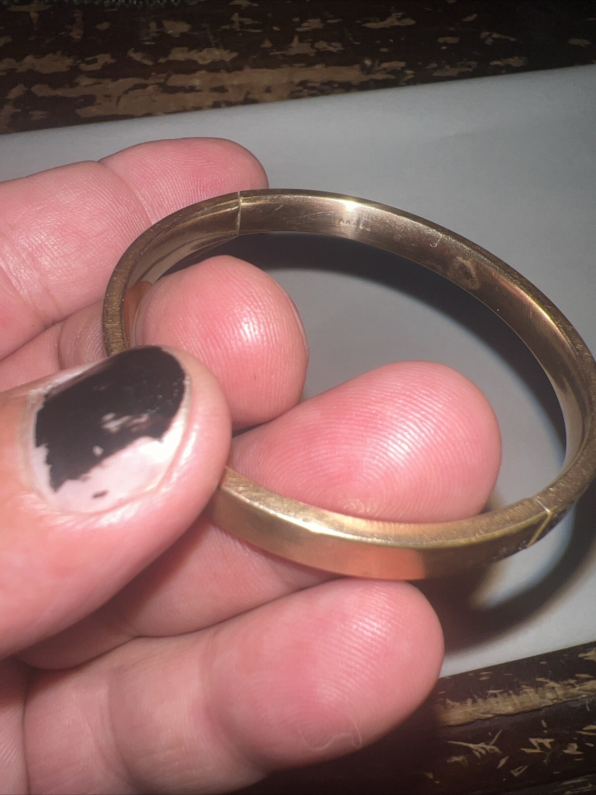 Vintage Victorian AAG 1/10 Rose gold Engraved Etched Bangle Bracelet READ