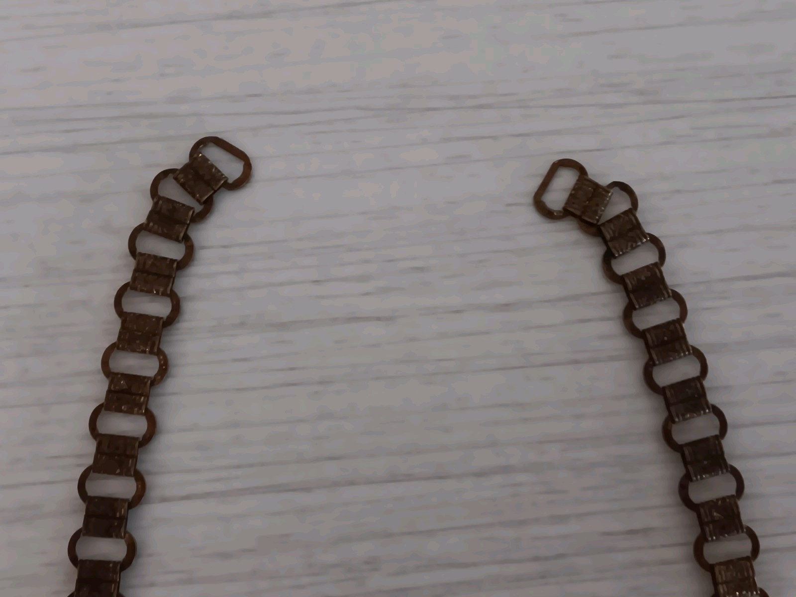 Antique NO CLASP Brass Bookchain Necklace Floral Stamped 14 1/2″