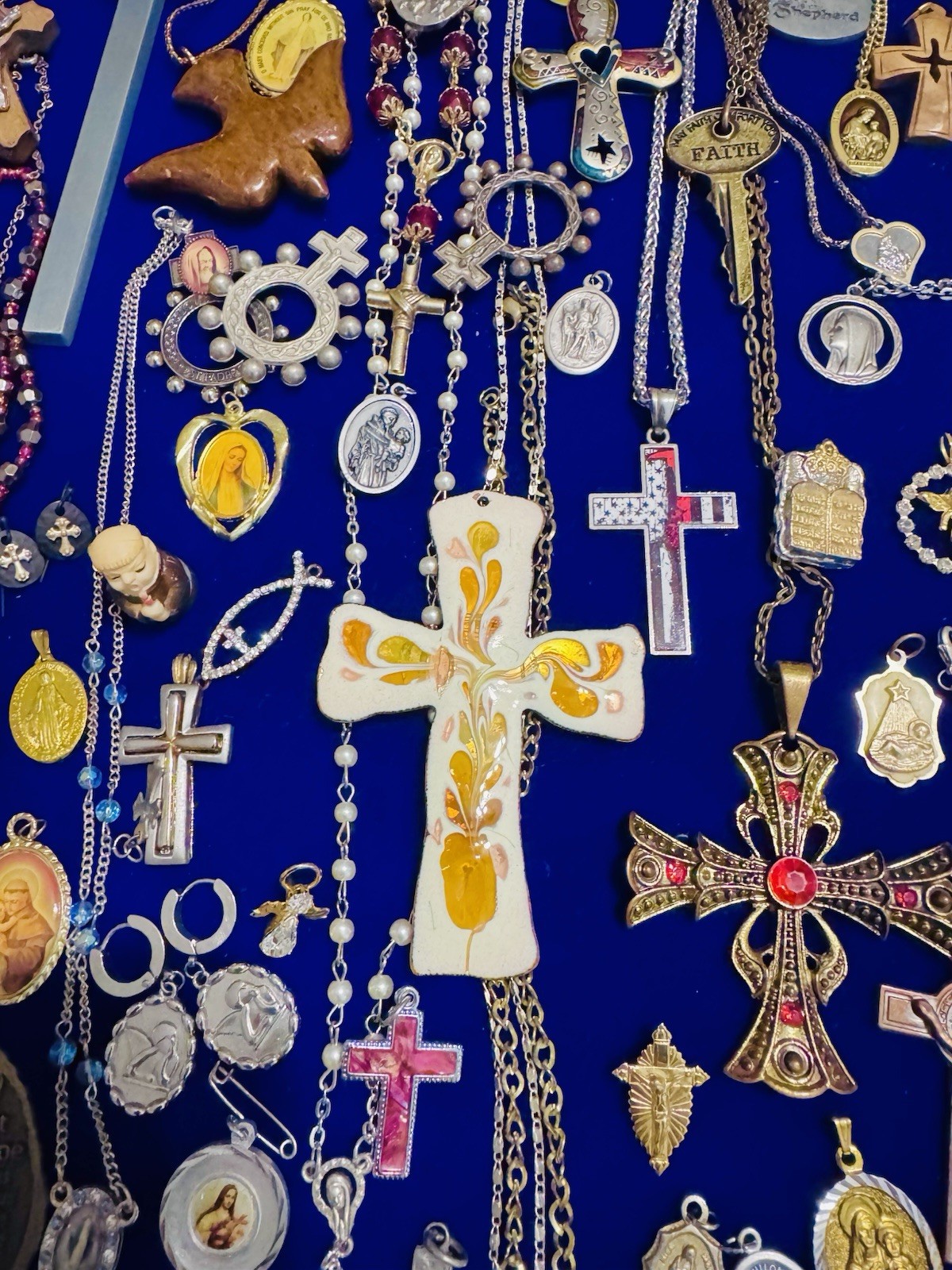 Vintage Modern Religious Cross Necklace Jewelry Lot 120+ Italy Germany Bethlehem