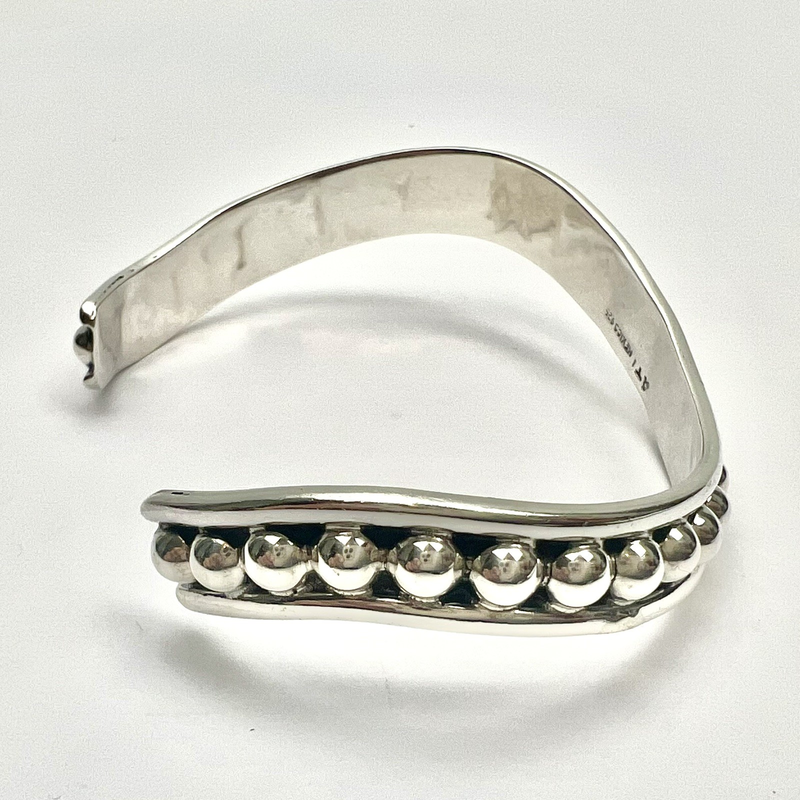 Vintage Sterling Silver 925 Cuff Raised Bead Bracelet ATI Mexico 22.7g