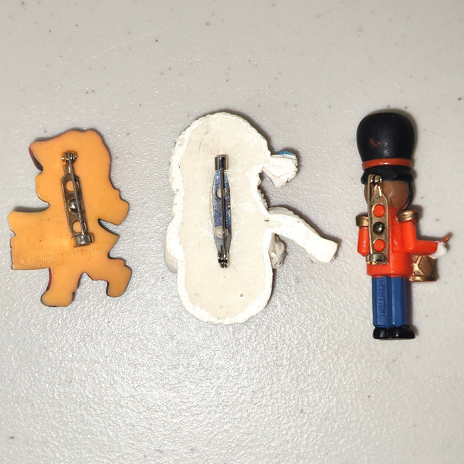 6 VTG Holiday Pins Brooches Hallmark Snow Buddies Drummer Boy Soldier Rhinestone
