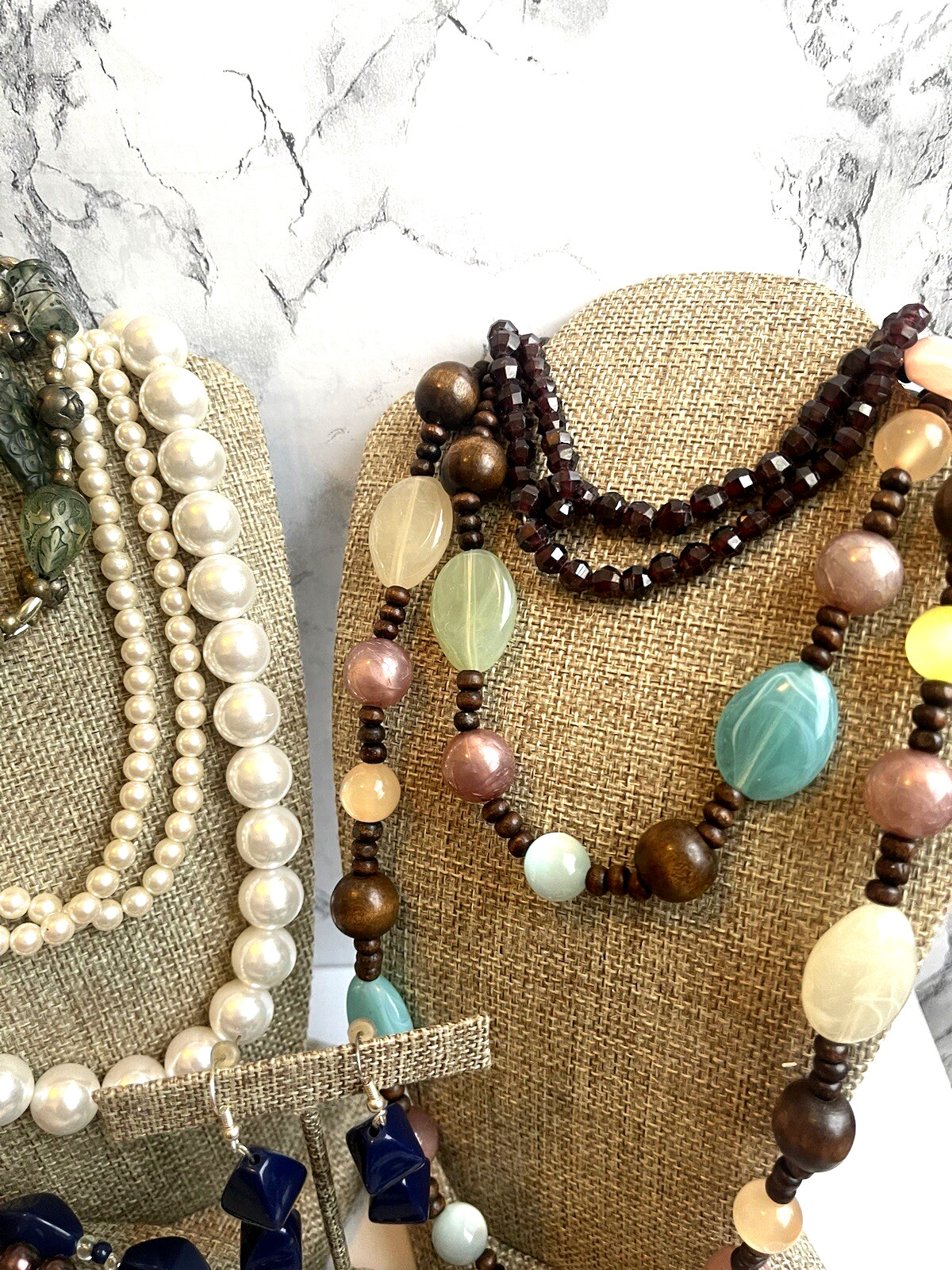 Vtg Retro & 80’s Core Necklace Bold Faux Pearl Stone Acrylic Crystal Lot-8.