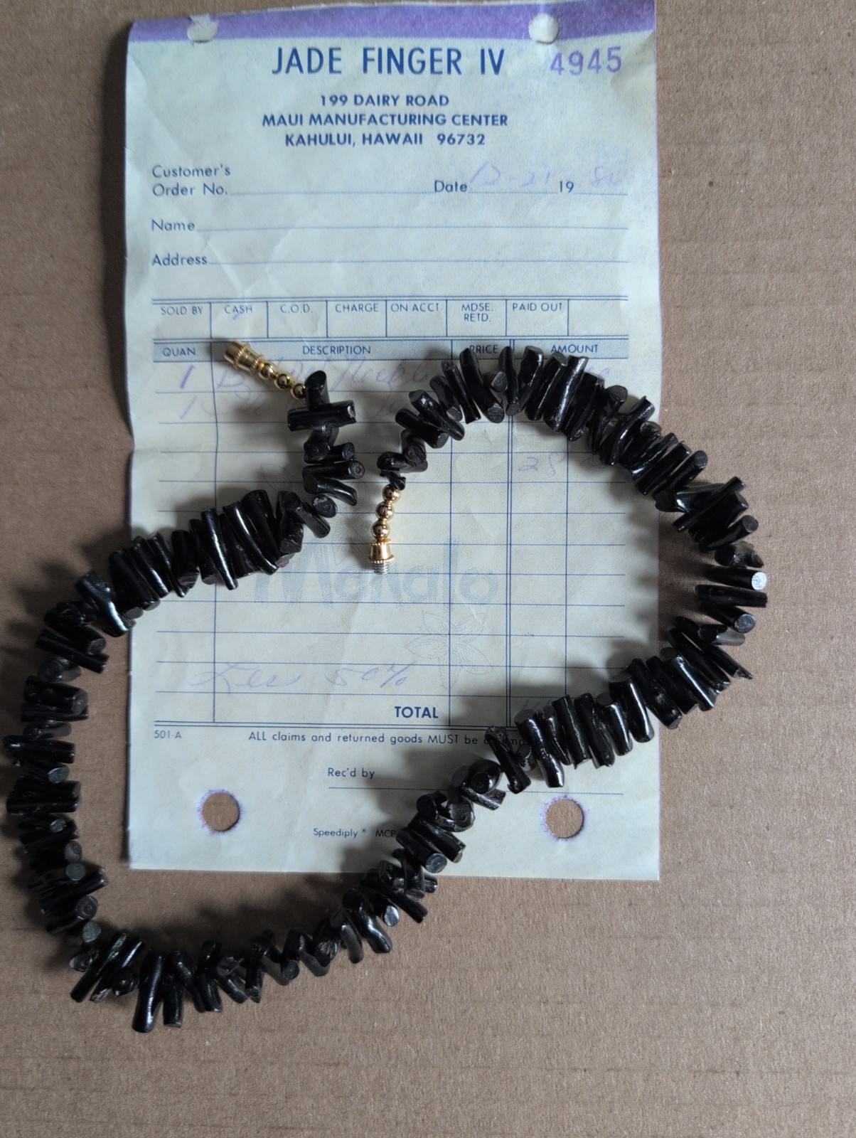 Vintage Black Coral Necklace Hawaii 17.5″