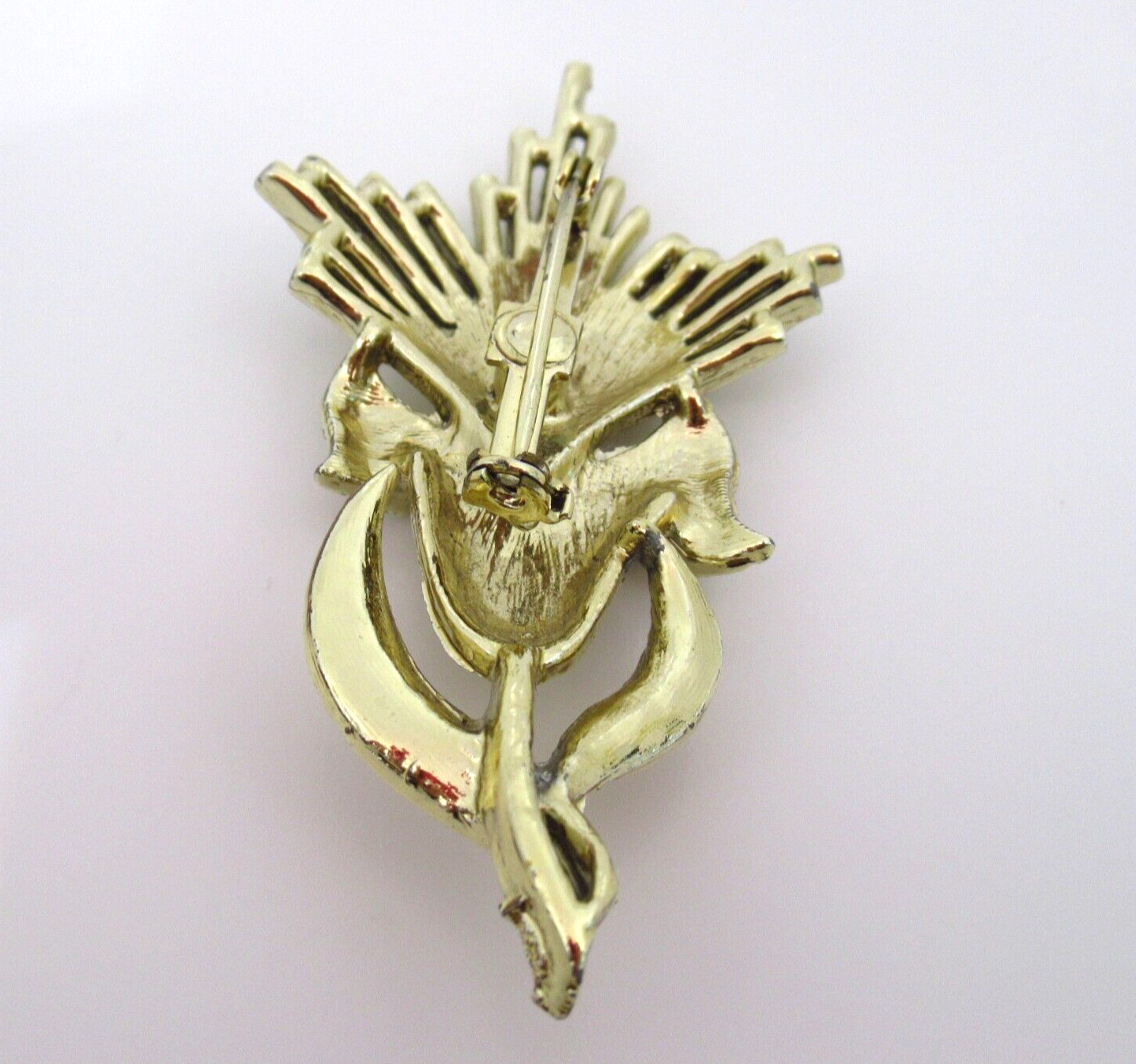 Vintage Gold Tone Flower Brooch Detailed Artistic Floral Design