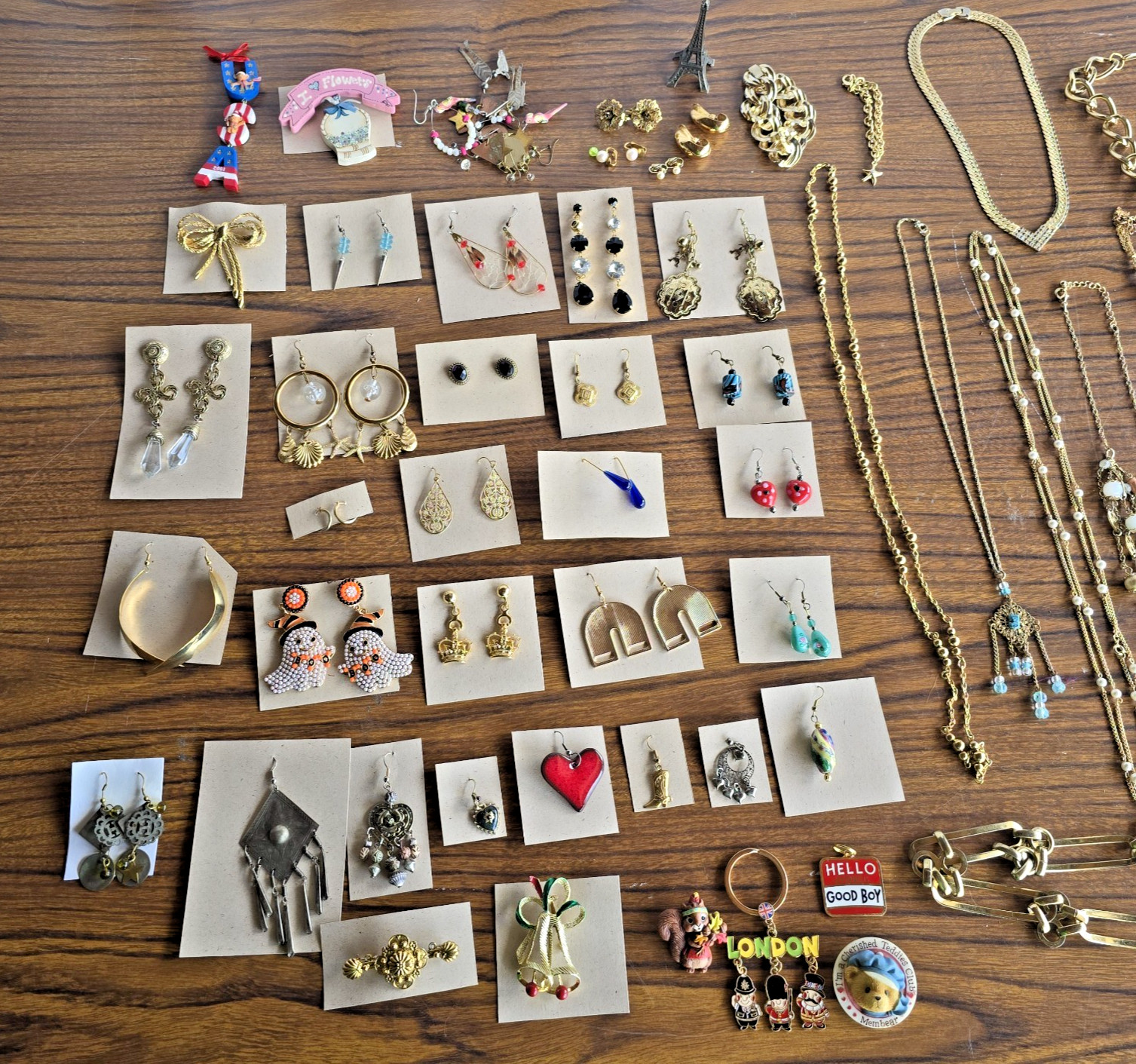 Mixed Lot Costume Jewelry Earrings Necklaces Pins Multicolor Assorted Styles 50+