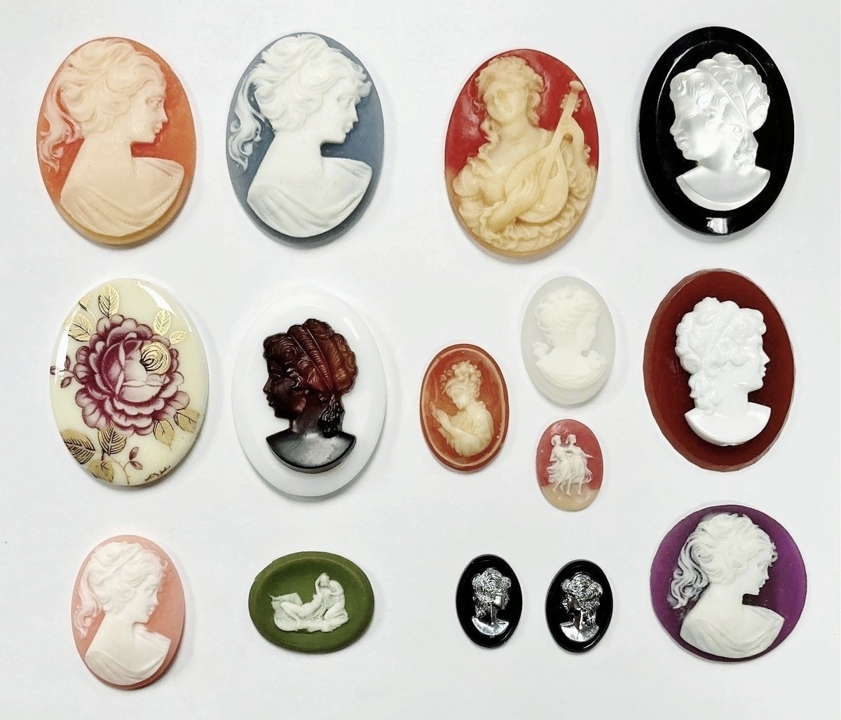15 Vintage Assorted Resin Acrylic Cameos – DIY Jewelry Making & Repair Craft C80