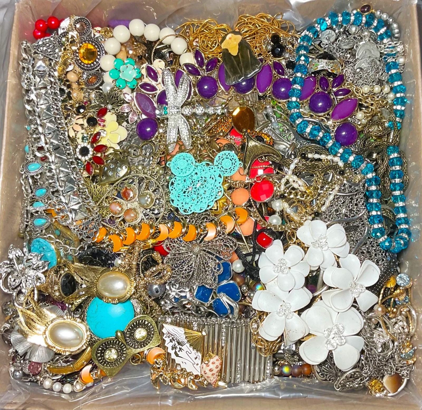 Jewelry Lot 7 Lbs Pounds Unsearched Junk & Wear Vintage & Mod Tangles Treasure