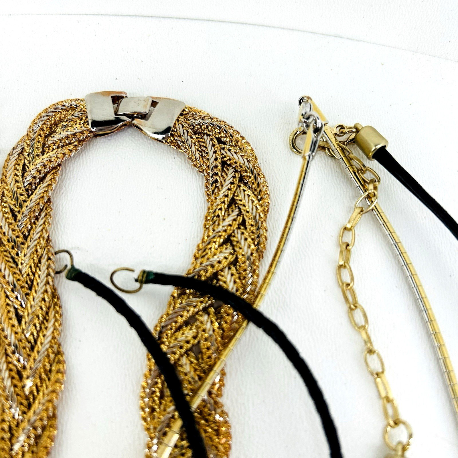Vintage to Now Lot of 7 Gold Tone Necklaces Different Styles Designs Shapes