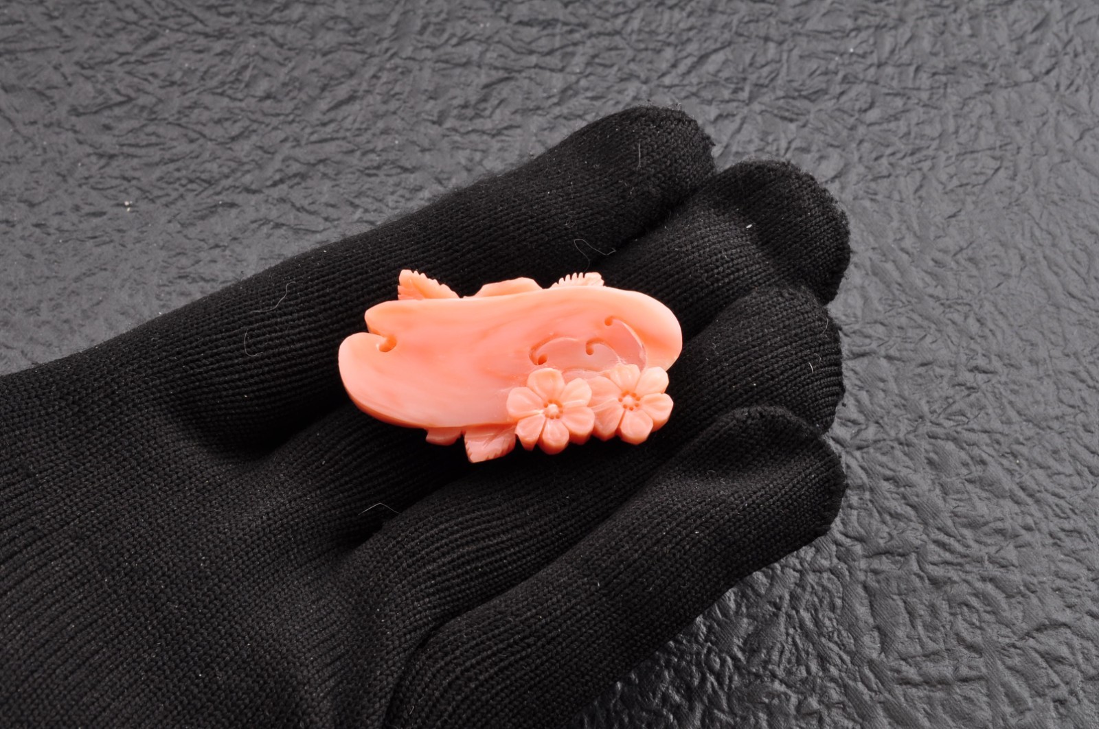 Vintage pink coral OBIDOME carved “cherry blossoms” Certificate, (total 64.0ct).