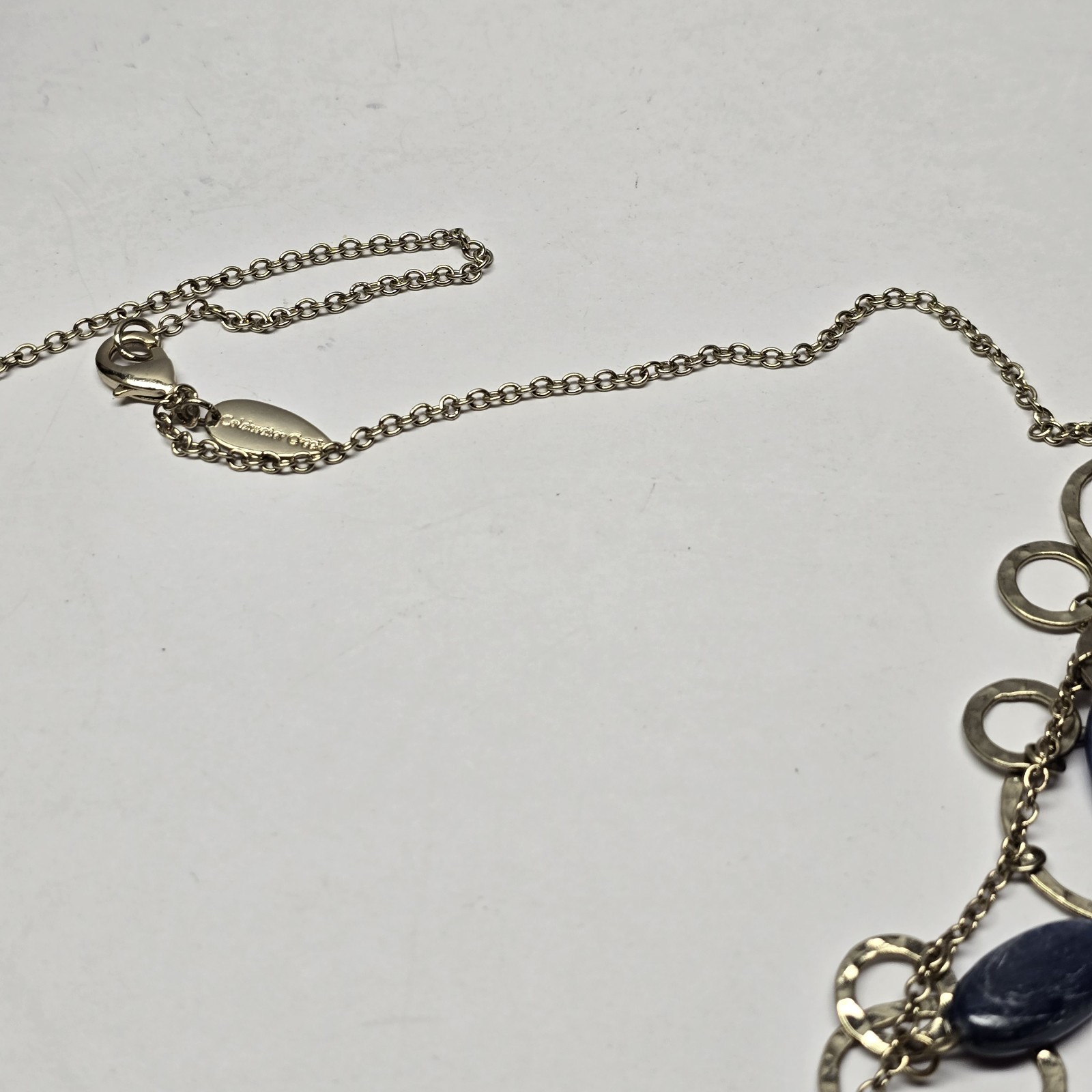 Vintage Coldwater Creek Jewelry Silvertone Chain Hoops Dangles Necklace 26″