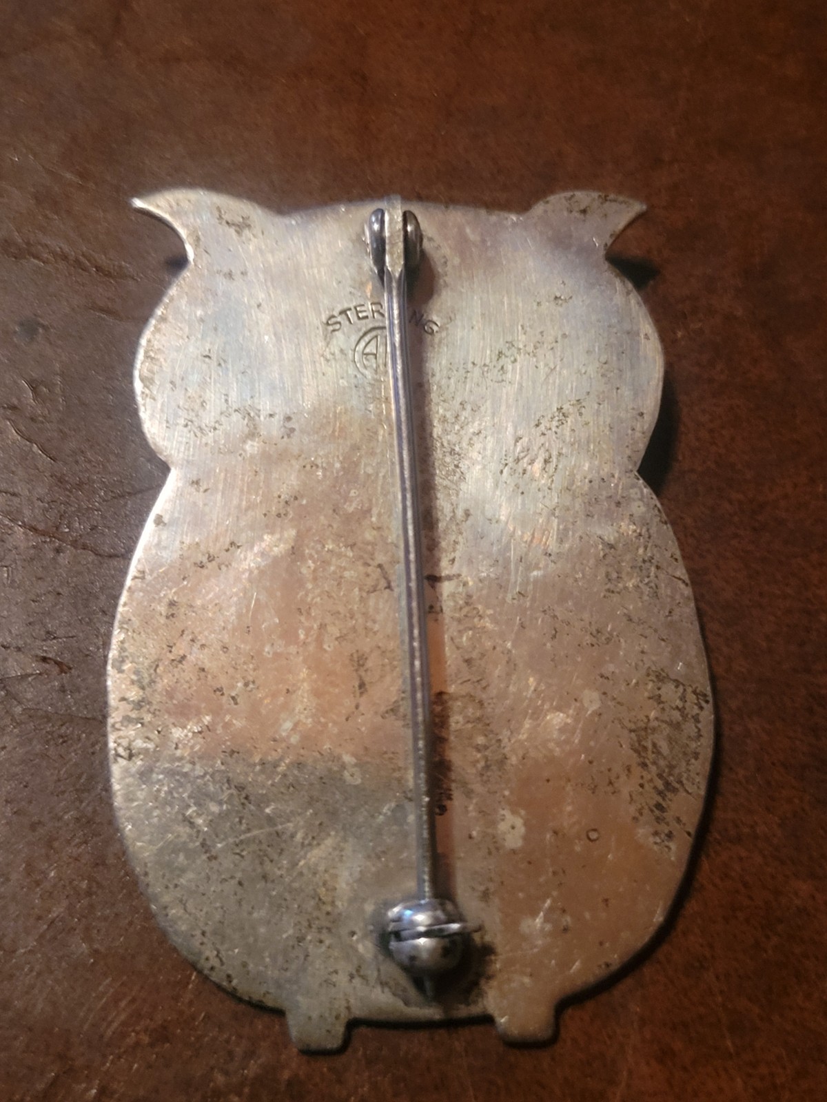 Owl Abbott Gotshall AG Sterling Silver Pin Brooch Vintage signed almost 2″ tall