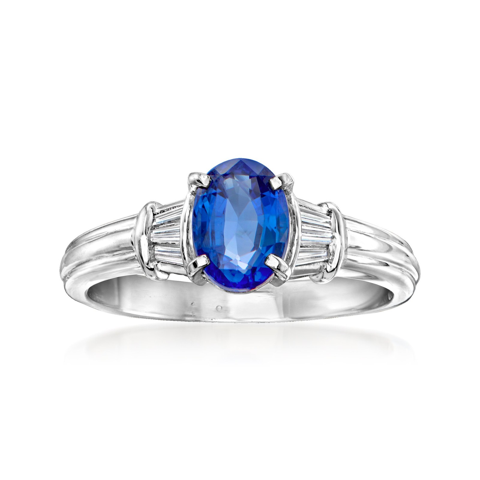Vintage 1.53 Carat Sapphire Ring with .13 ct. t.w. Diamonds in Platinum. Size 7