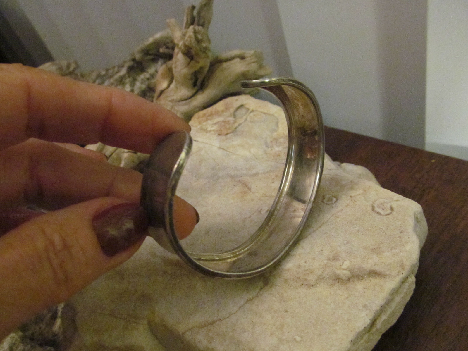 Vintage 925 Sterling Silver Wavy Pattern Band Cuff bracelet 21.4g
