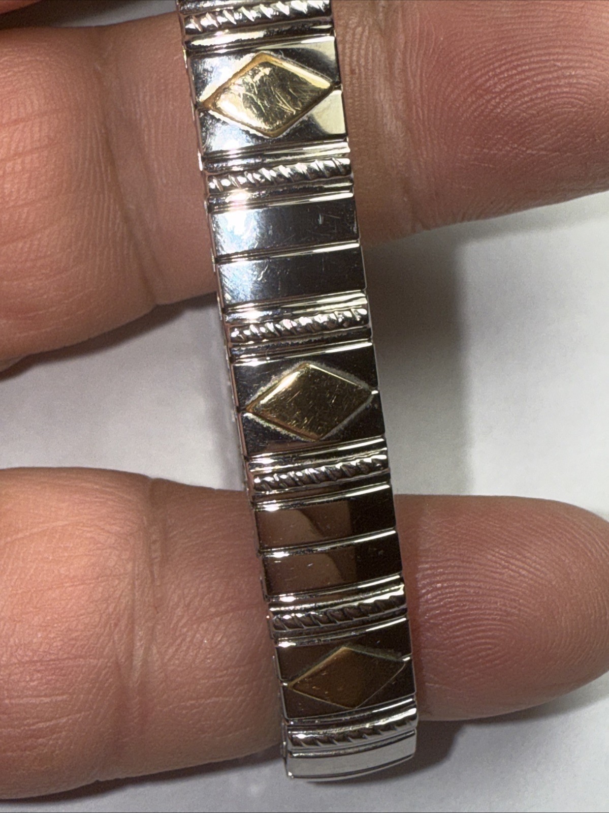 Bracelet MILOR Italy 14k Gold Accents And Stainless Steal Stretch Expanding 9mm