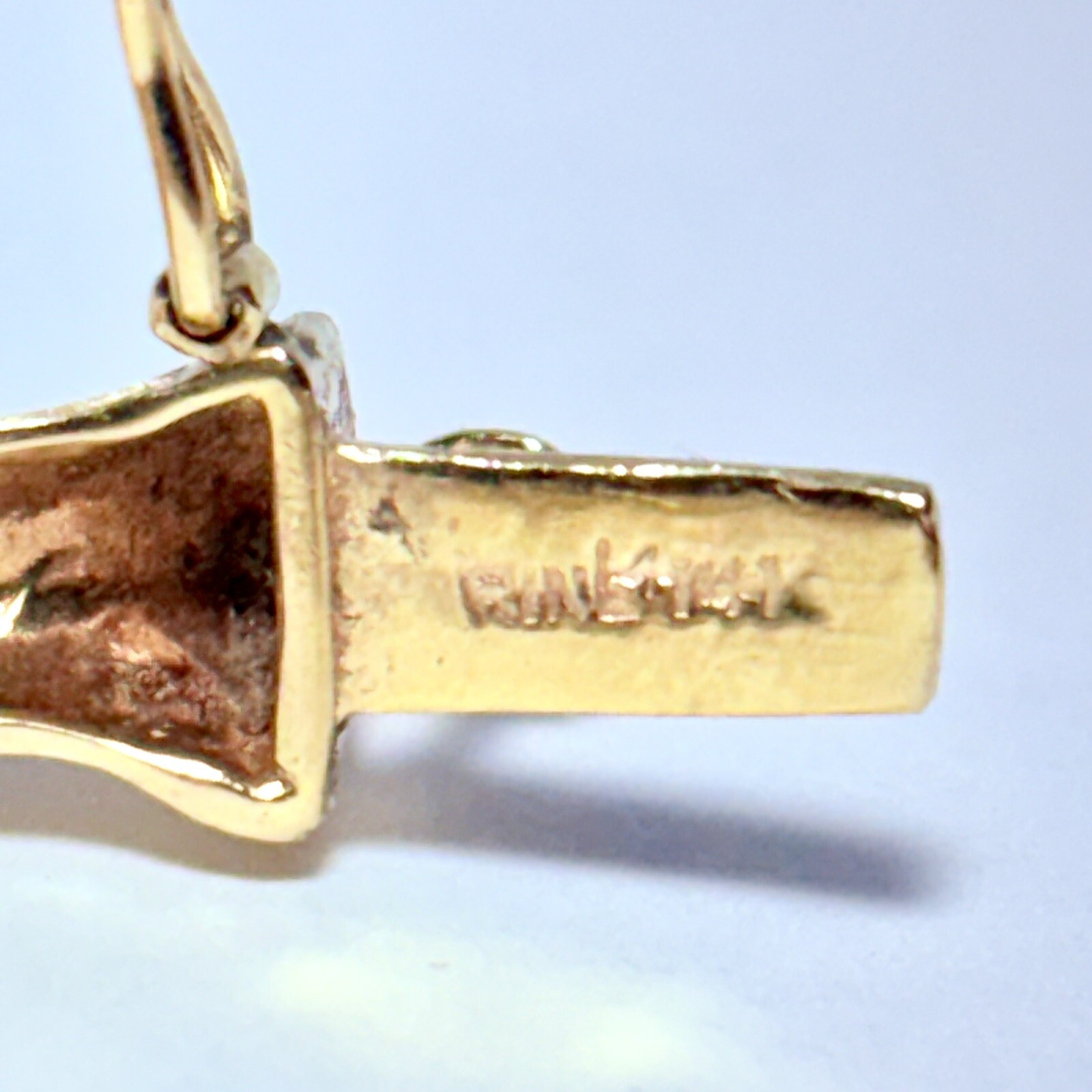 Vintage Daniel S. Rine 14K Yellow Gold 6.6″ Bamboo Bypass Hinged Bracelet 22.9g
