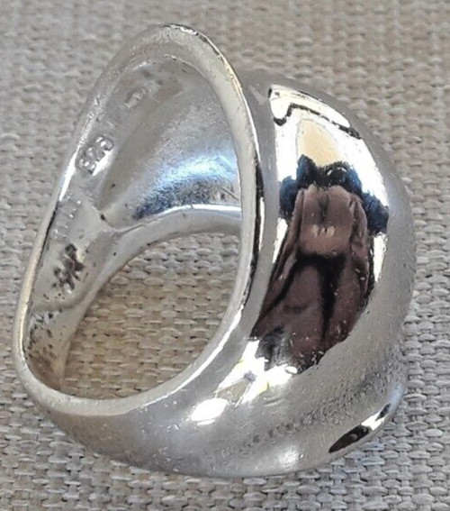 Ham Thai Signed 925 Sterling Silver Vintage Modernist Dome Ring Size 17.5mm