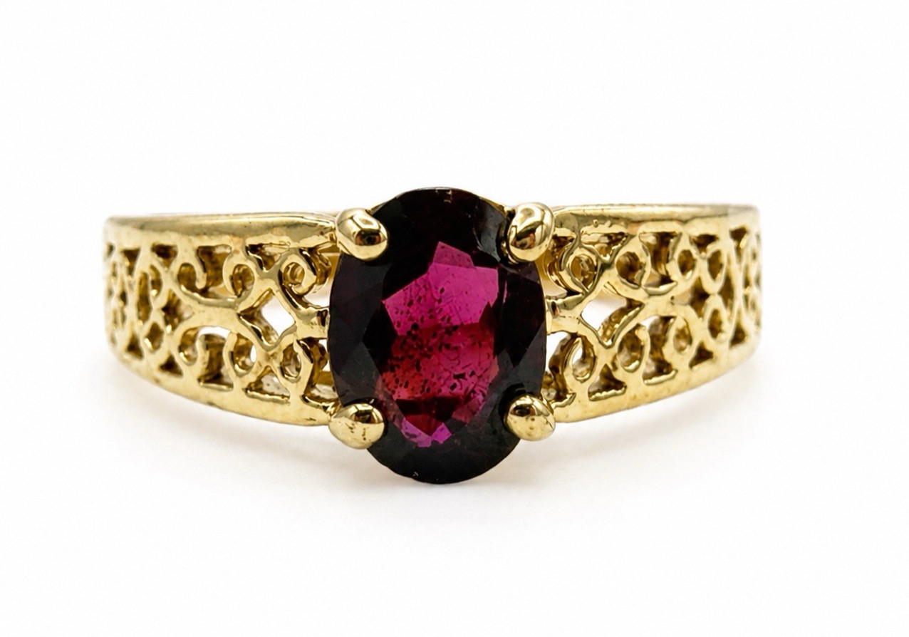Vtg Gold Plated Genuine Gemstone 6 Ring Lot Topaz Sapphire Ruby Amethyst Garnet