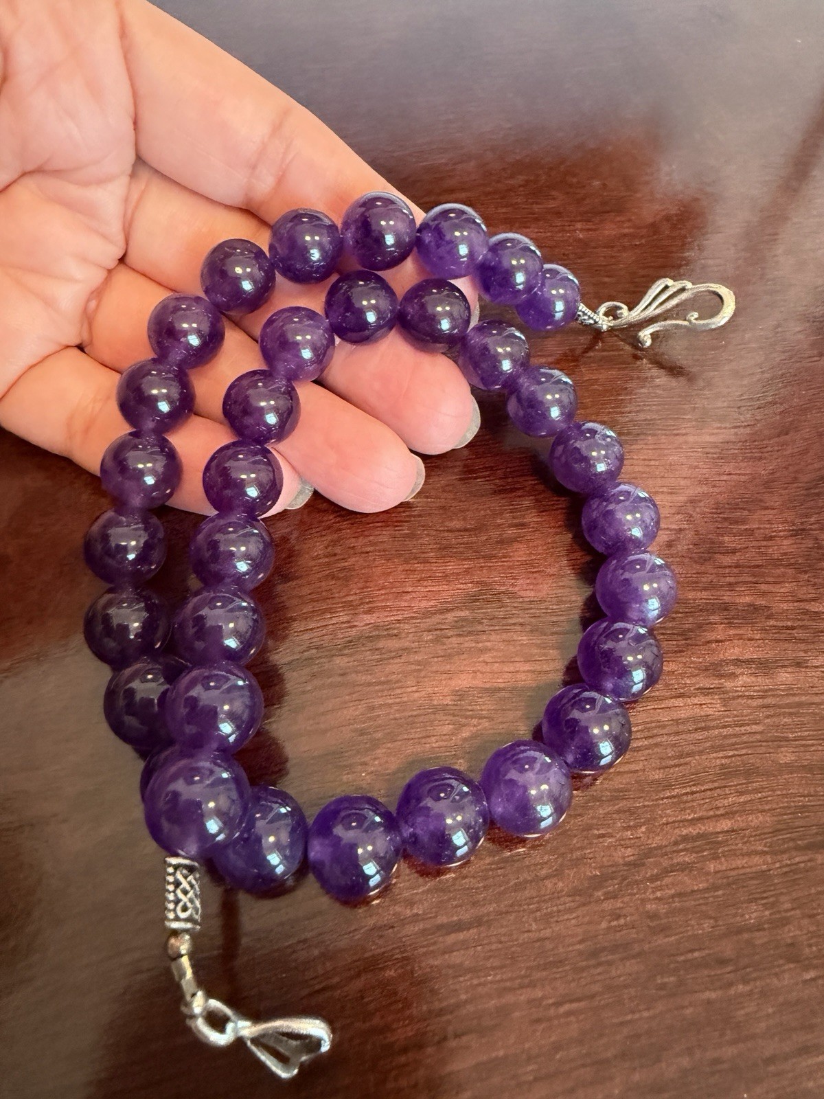 sterling silver amethyst beads necklace vintage
