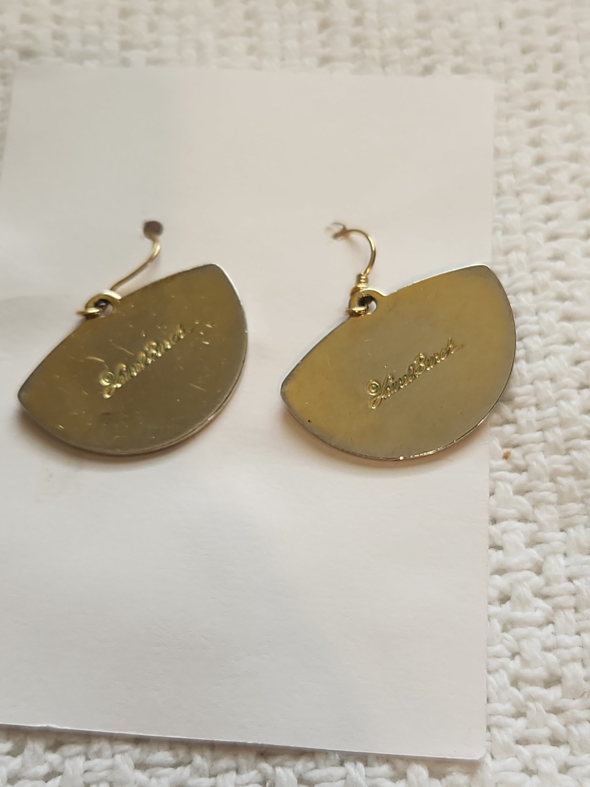 1980s Laurel Burch Deco Fan Earrings Black/Red/Gold Tone Hook