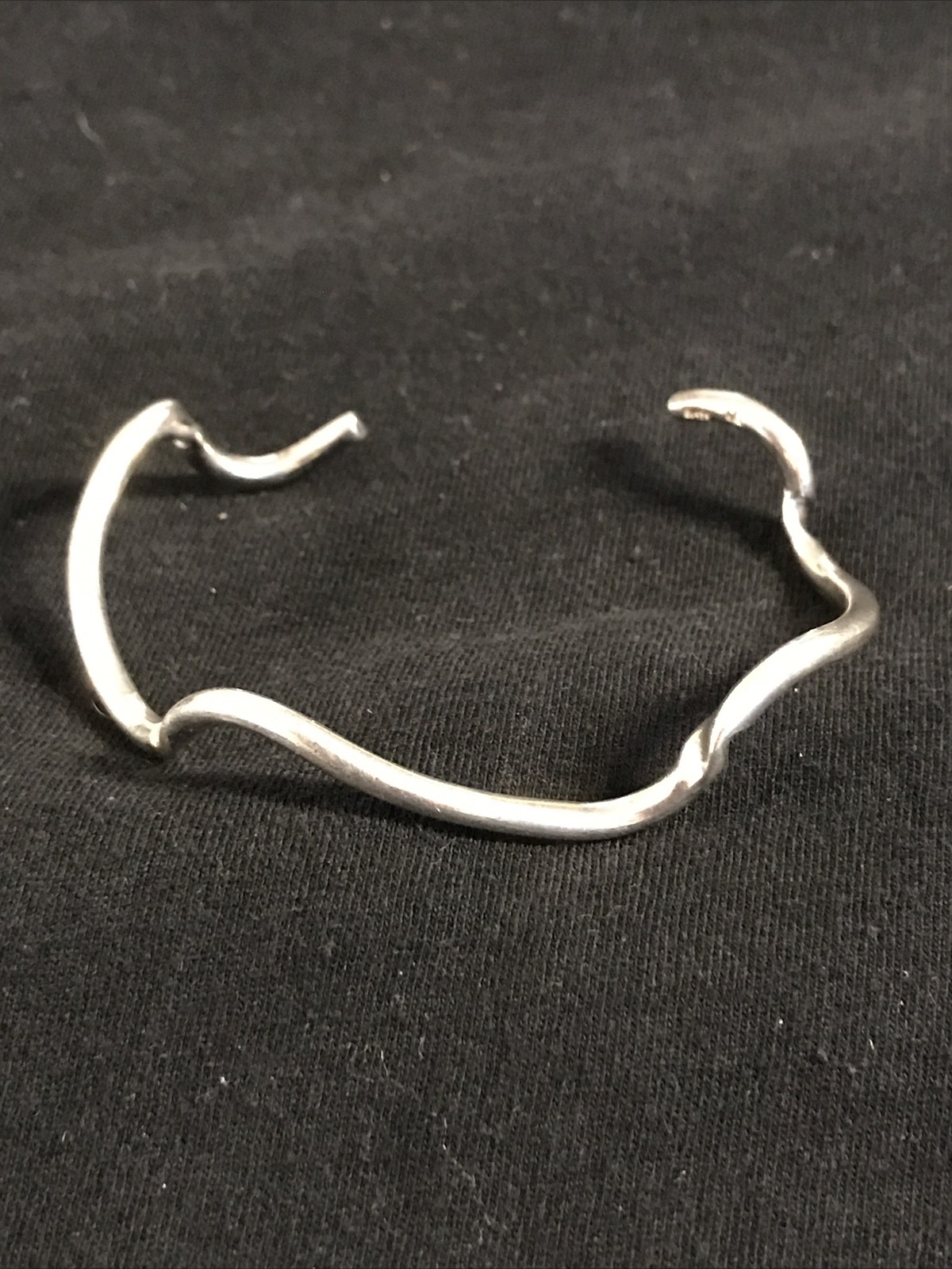 VTG Sterling Silver 925 SU Wave Cuff Bracelet Hallmarked Signed