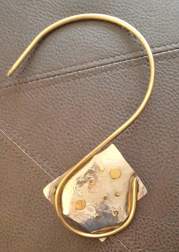 Vintage Abstract Modernist Sterling Mixed Metal Studio Designer Collar Necklace