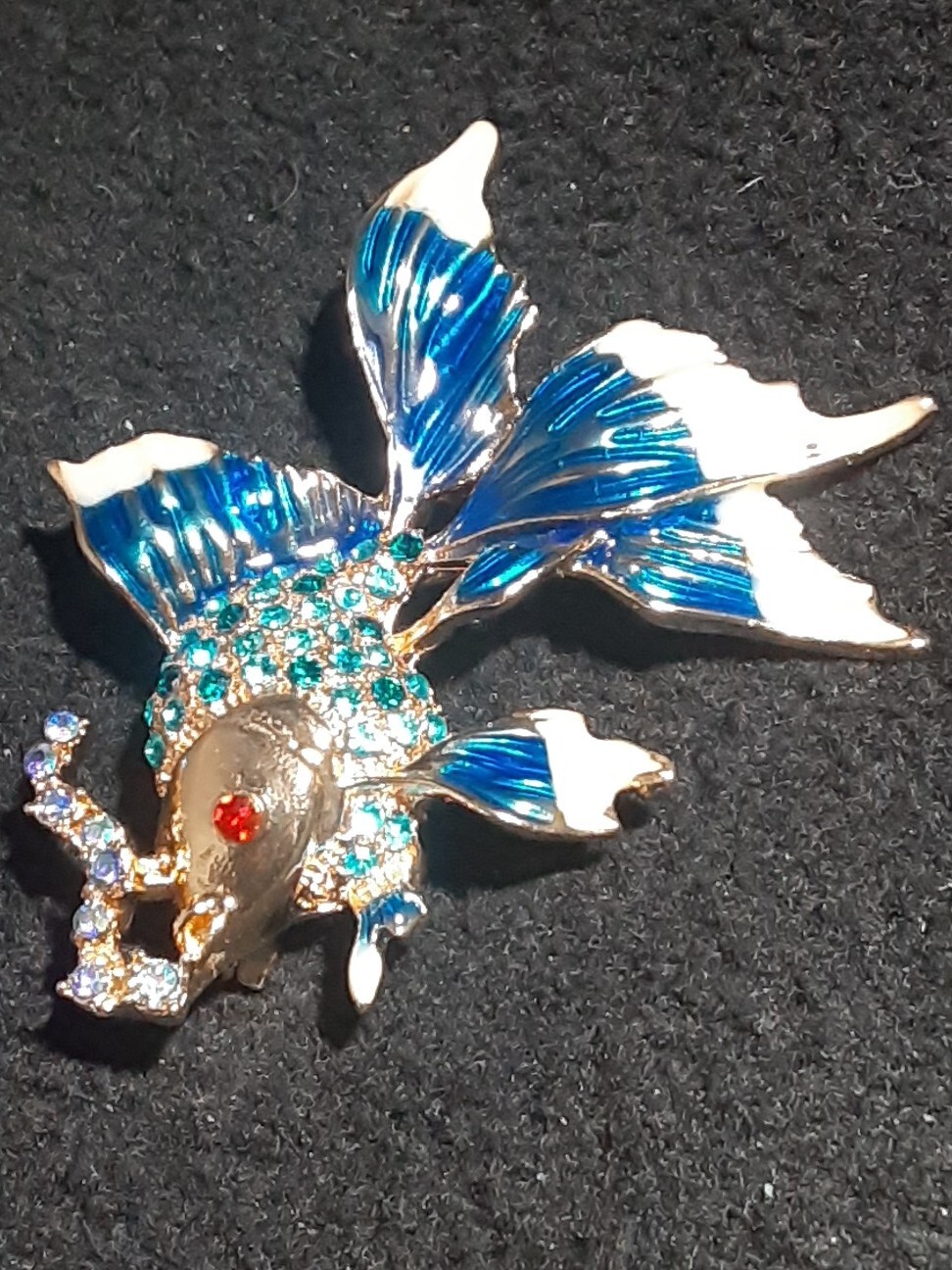 Kenneth Lane Brooch Koi Fish With Rhinestones Signed Jewelry