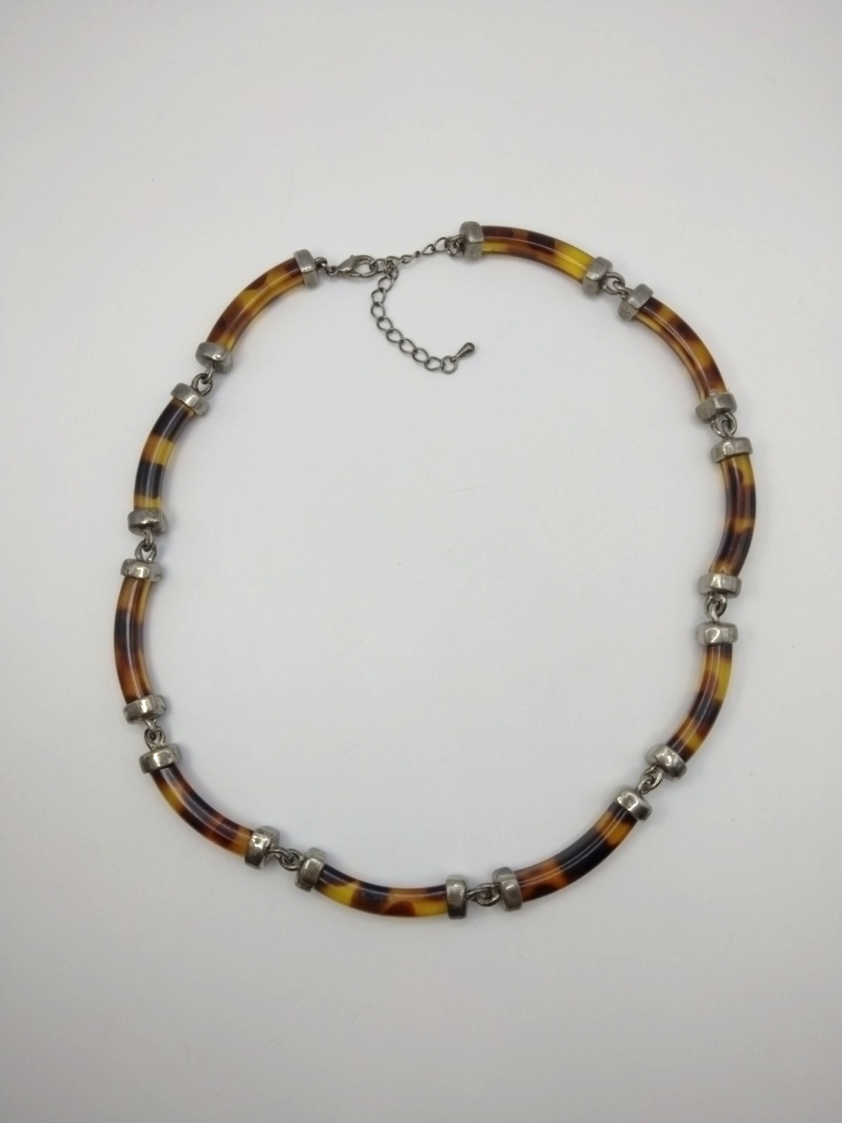 Vintage Faux Tortoise Shell Acrylic Necklace Adjustable