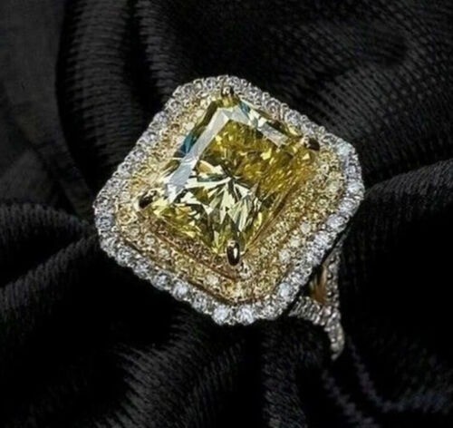 Art Deco 3.90 Ct Canary Diamond Antique Vintage Wedding Ring 925 Sterling Silver