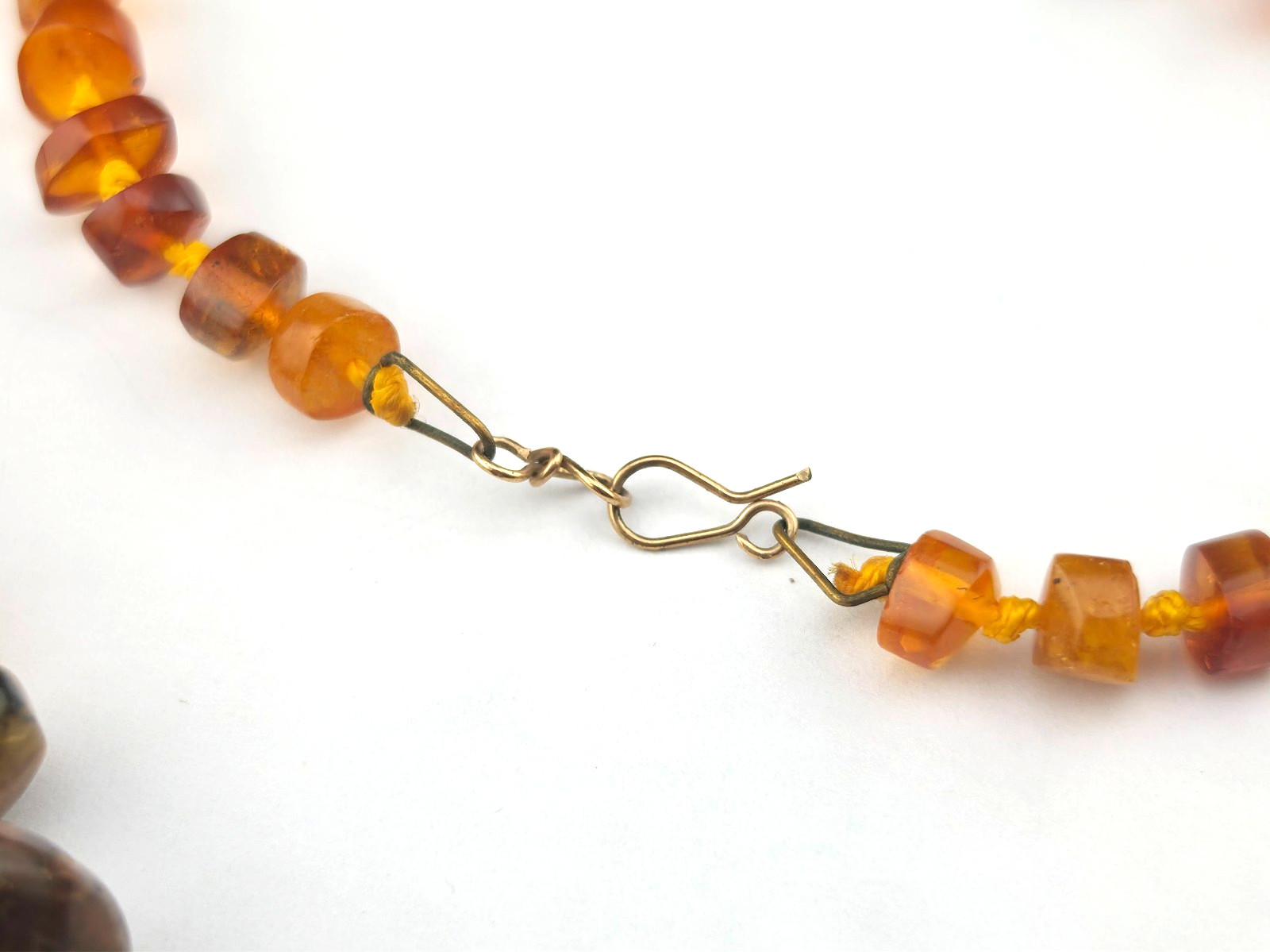 Victorian Natual Baltic Honey Amber Nugget Hand Knotted Graduated Beads Necklace