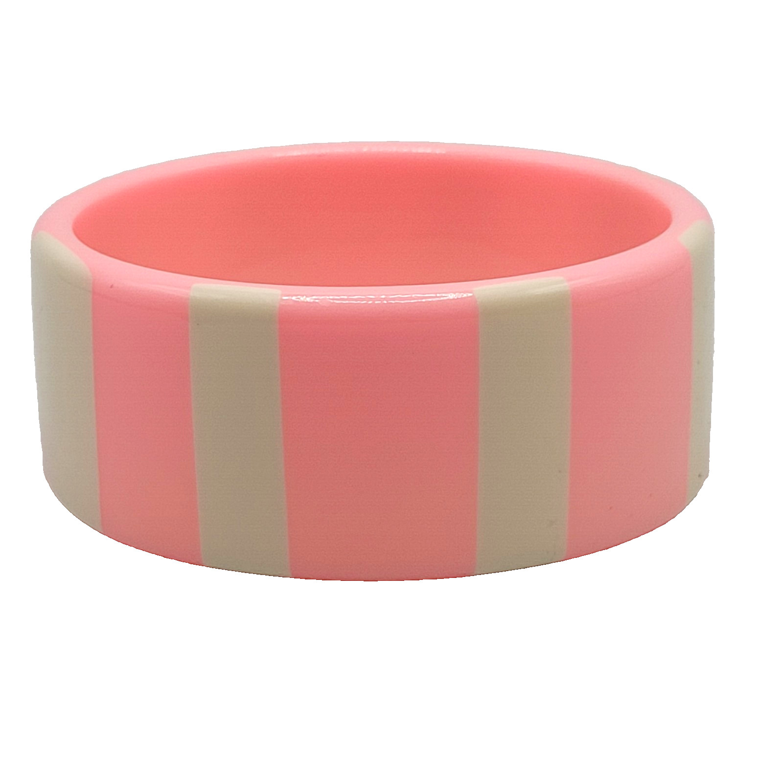 Bright Bubble Gum Cotton Candy Cream Stripe Chunky Acrylic Vtg Bangle Bracelet