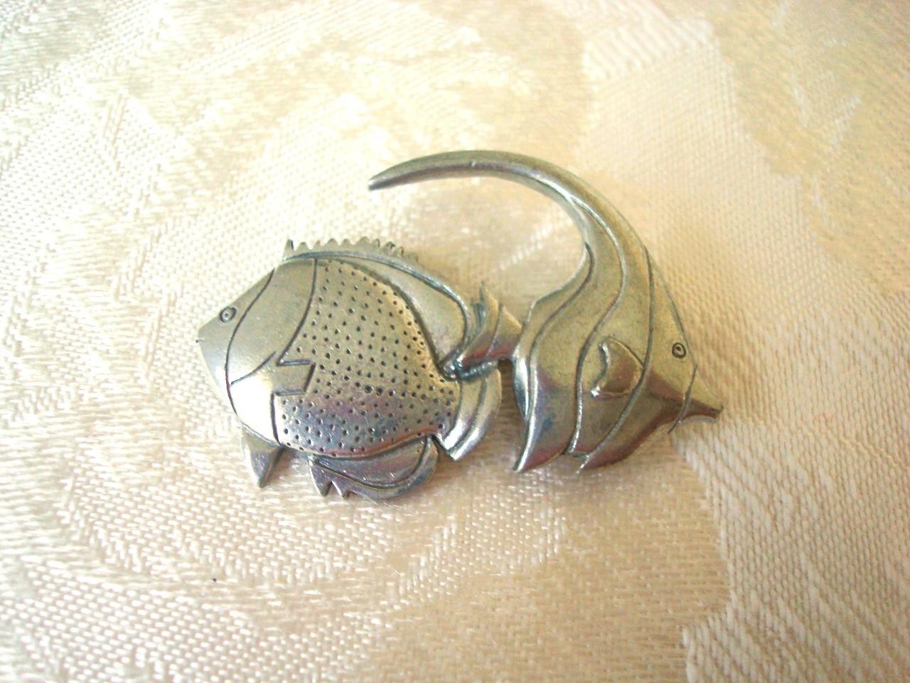 Vintage Clift Pewter Fish Pin Brooch KJ