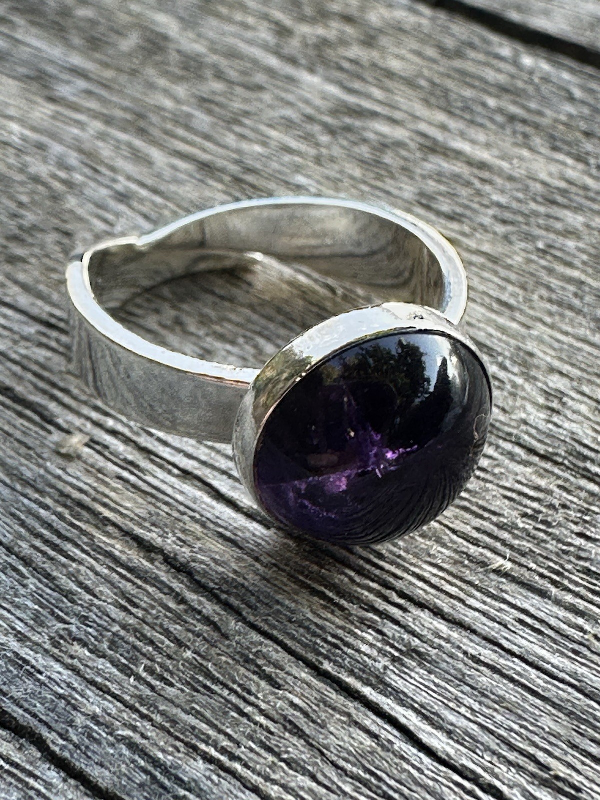 N.E From Vintage Denmark 925S Sterling Silver Modernist Ring Amethyst 1398