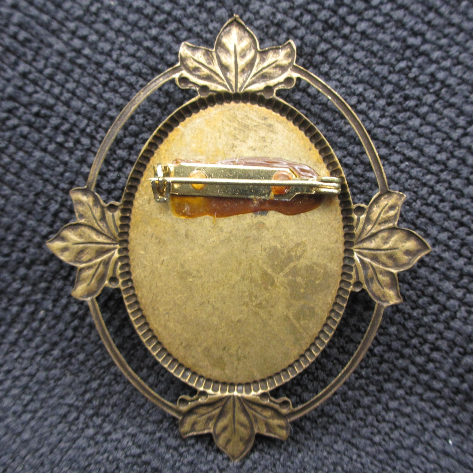 Vintage Victorian Revival Brooch Floral Bouquet Pastel Leaf Frame Gold Tone