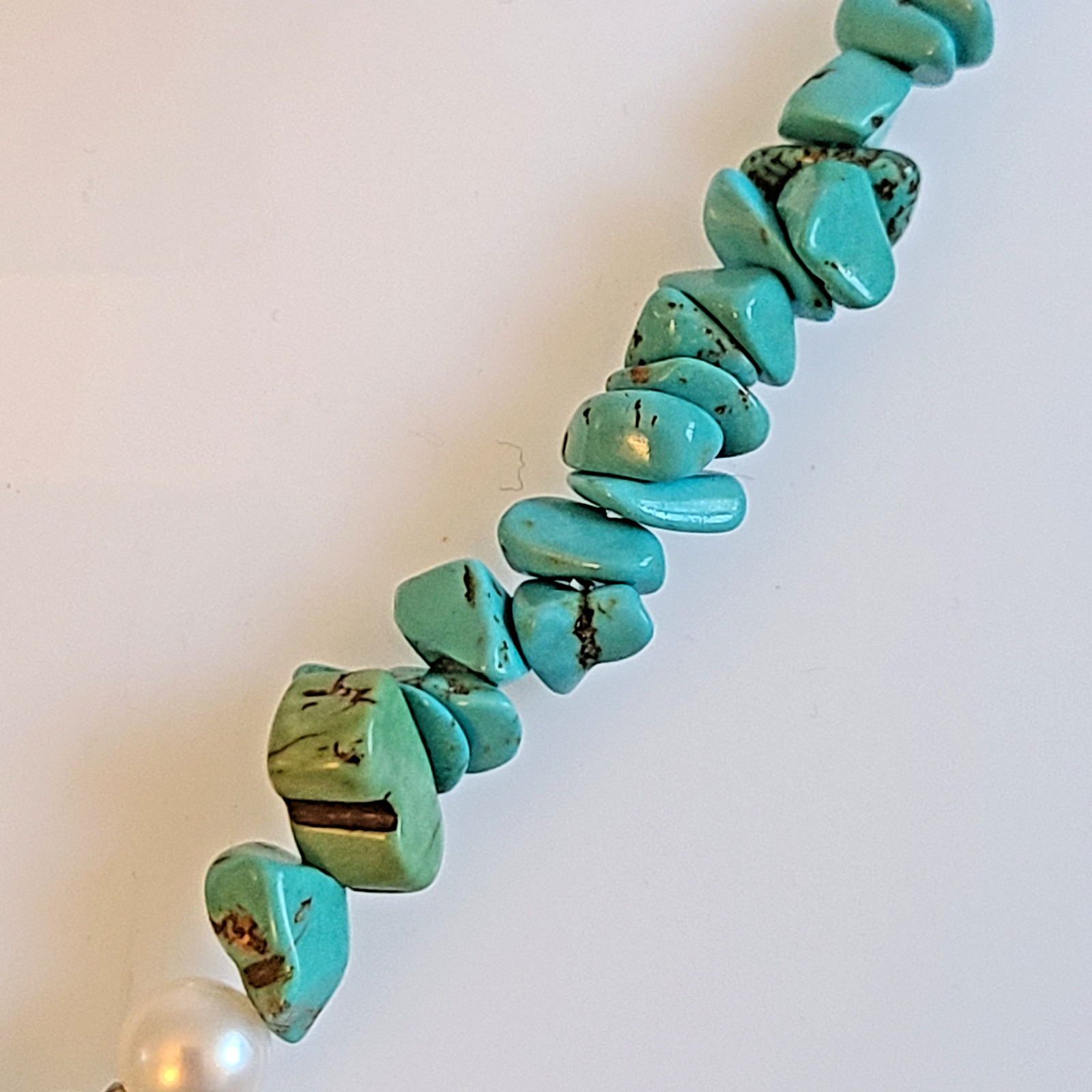 14″ Artisan Necklace – Genuine Turquoise Nuggets & Fire-Polished AB Glass Beads
