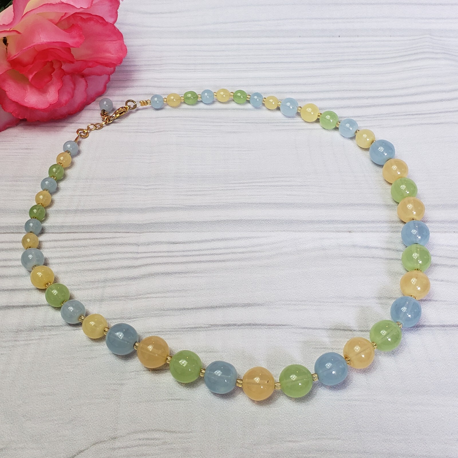 BOHEMIAN Pastel Glass Bead Choker Necklace Boho Multi Color Bead Collar