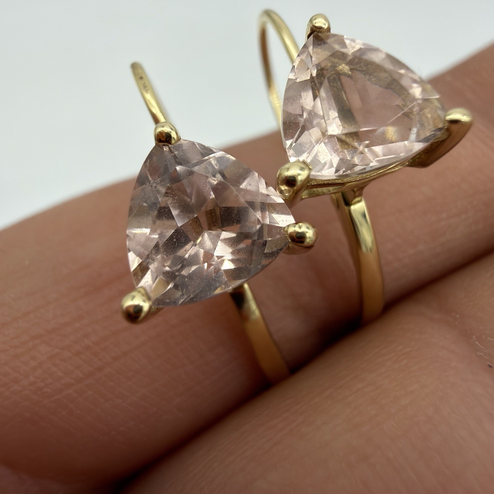 Vtg 14K Yellow Gold Pink Stone Earrings Posibly Morganite QVC HSN Designer