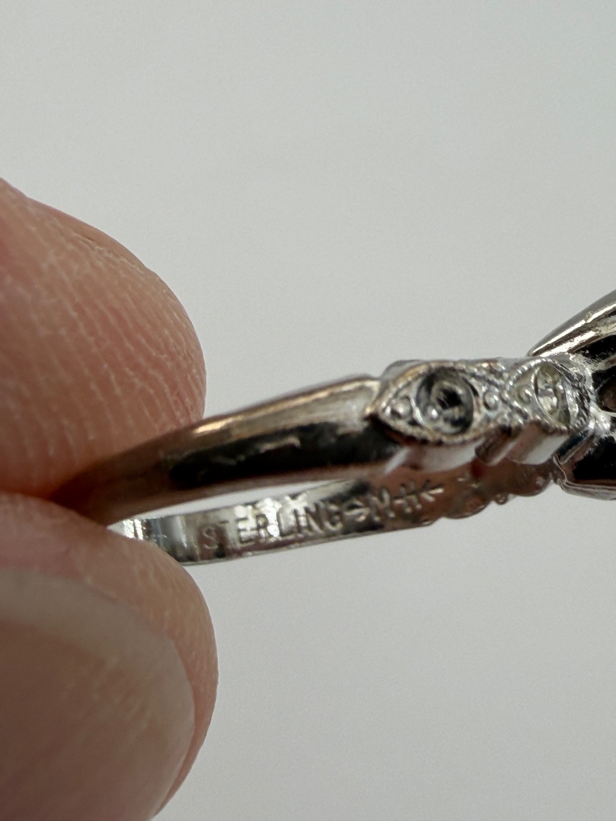VINTAGE Sterling M-H Silver & Clear Quartz Cocktail Ring, Size ~5.5, SEE NOTES