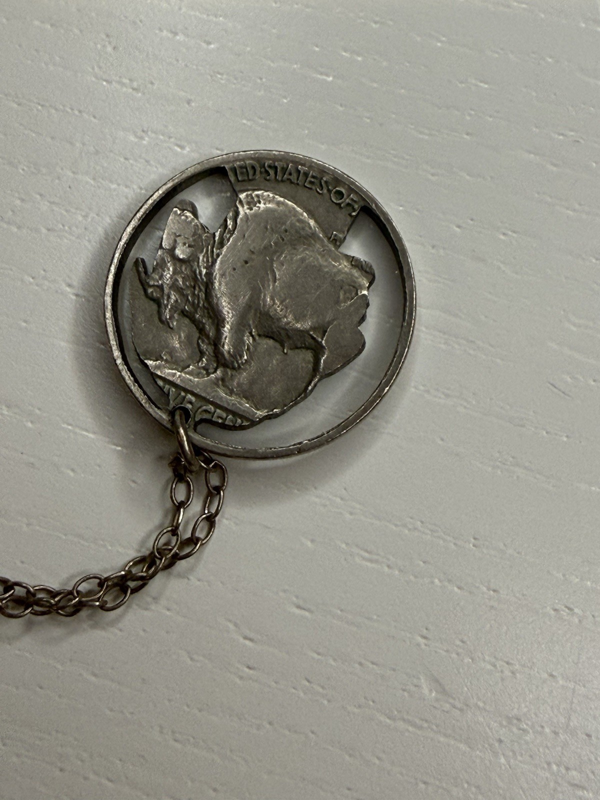 Buffalo Nickel Coin Cut-Out Necklace Pendant Vintage Silver Tone