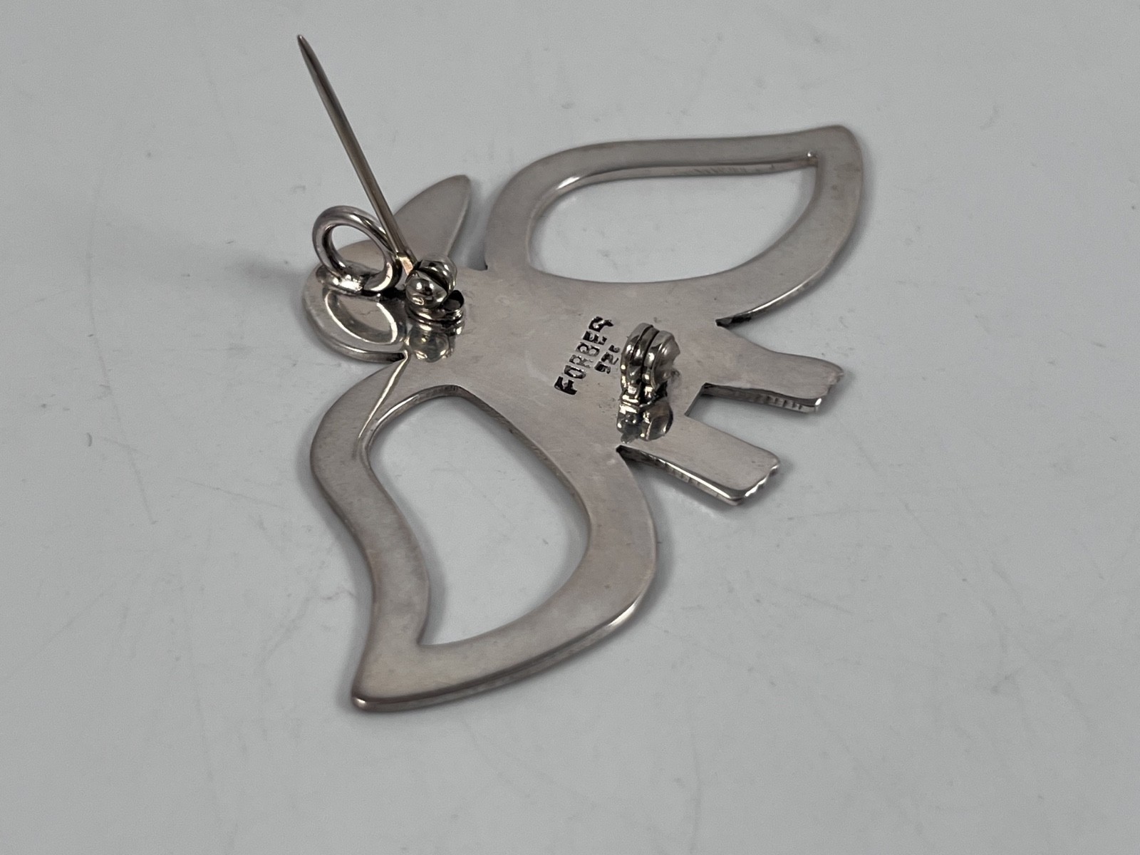 VINTAGE FORBES STERLING SILVER MODERNIST TUNDERBIRD PENDANT PIN BROOCH