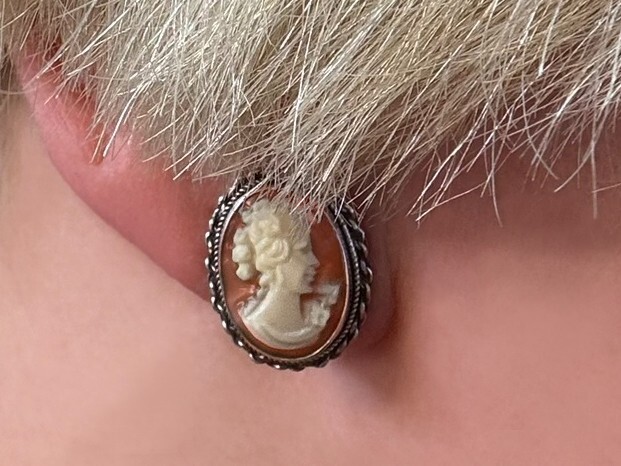 Vintage 6 Cameo Cannetille Bracelet & Cameo Earrings from Italy 800 925 Silver
