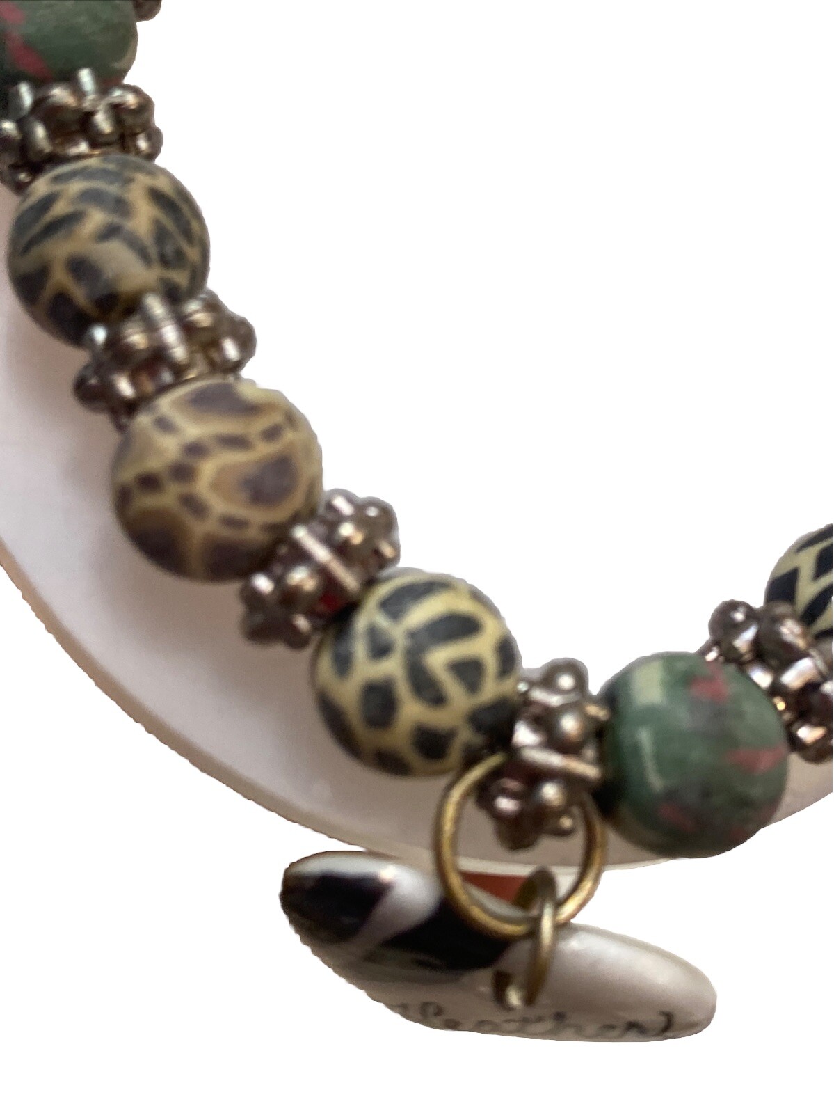 Charm Stretch Beaded Bracelet 7 Silver Heather