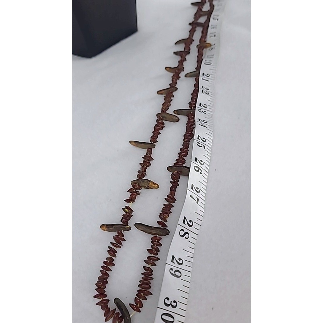 Vintage Beaded Necklace Stone Brown Earthy Boho 60″