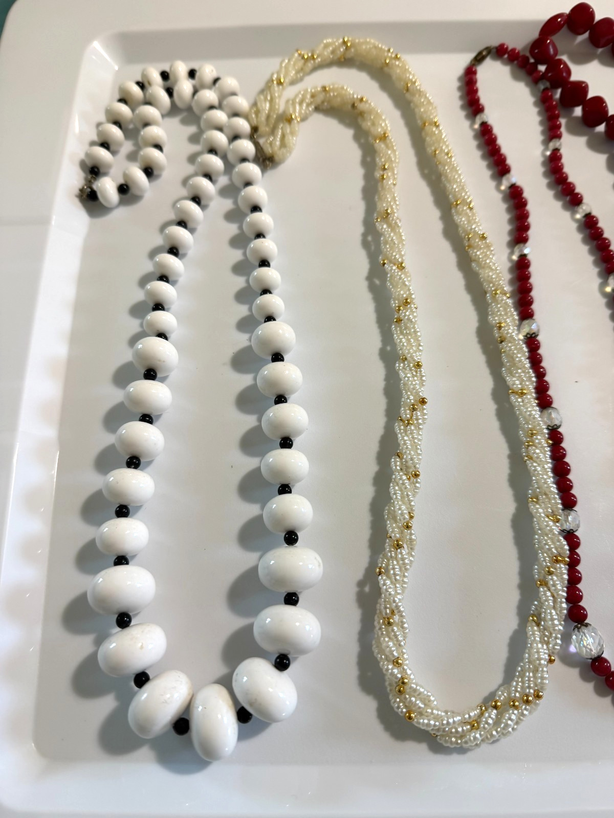 Vintage Lot of 7 Necklaces Beads Faux Pearls Swarovski Plastic Retro
